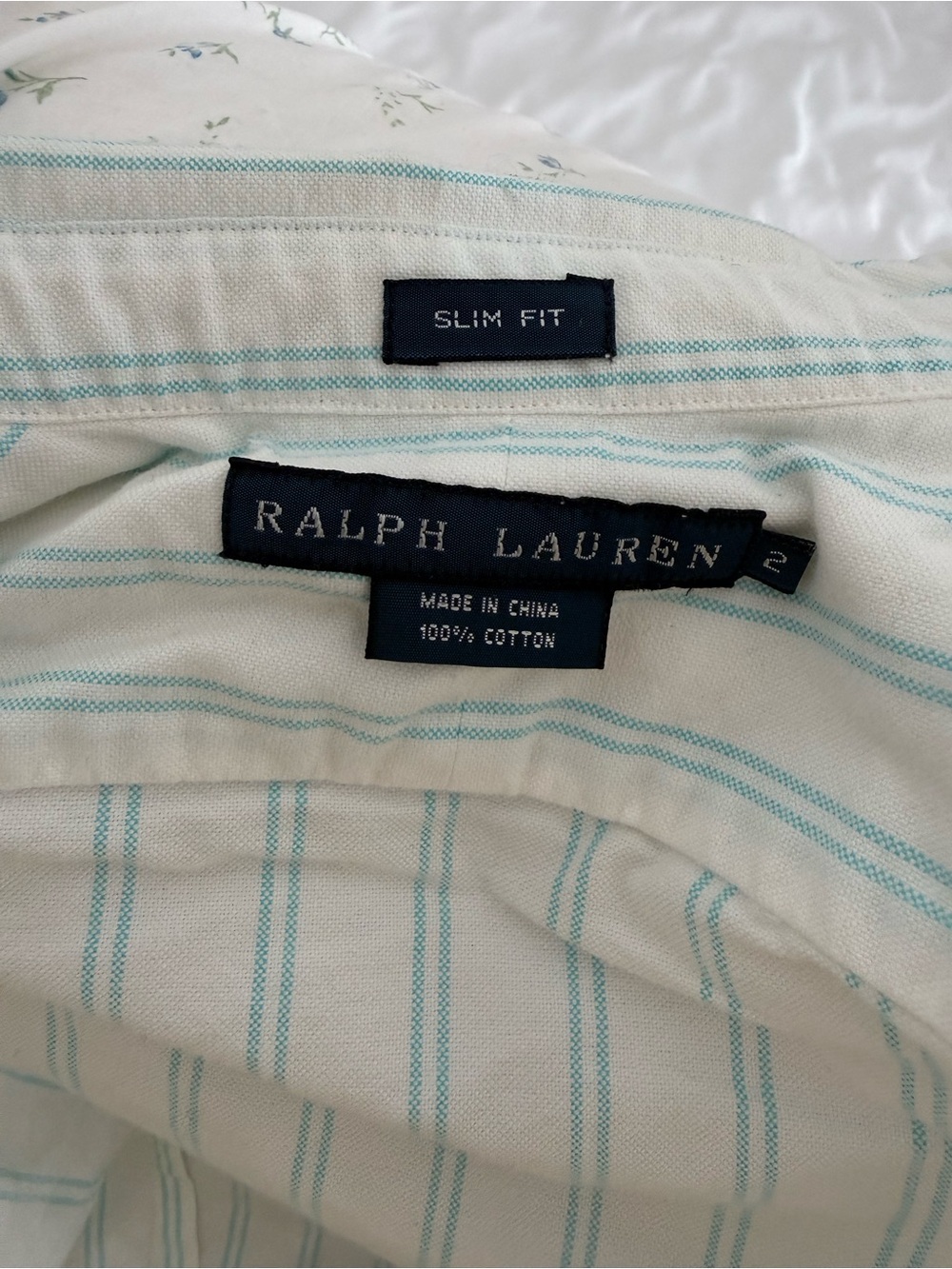 Ralph Lauren White Shirt with Light Blue Stripes Button-Down - Picture 5 of 5